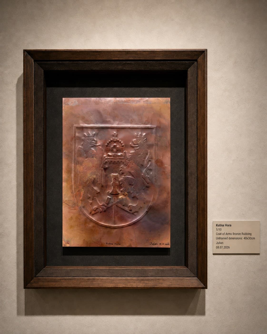 Exhibition view of the Kutná Hora copper coat-of-arms work